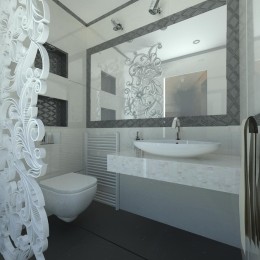 Czarno biała łazienka
