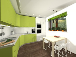 salon i kuchnia w zieleni