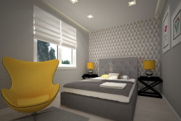 Sypialnia z żółtymi detalami
